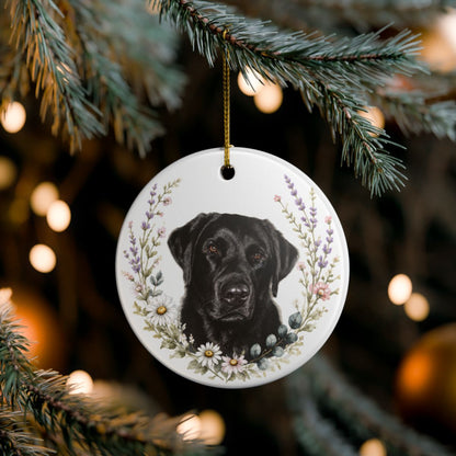 Personalized Pet Memorial Ornament, Custom Wildflower Dog Photo Sympathy Keepsake Gift