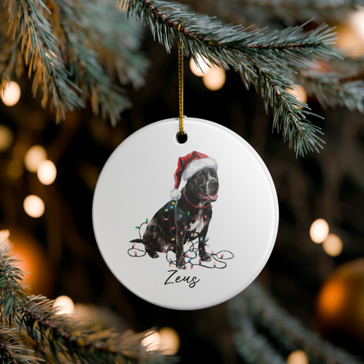 Personalized Cane Corso Christmas Ornament, Festive Dog Keepsake, Ceramic Tree Decoration