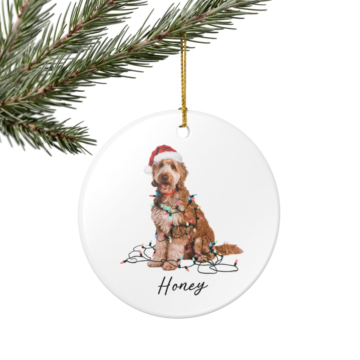 Personalized Goldendoodle Ceramic Ornament, Dog Lover Holiday Keepsake, Festive Xmas Tree Decoration