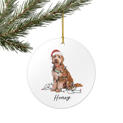 Personalized Goldendoodle Ceramic Ornament, Dog Lover Holiday Keepsake, Festive Xmas Tree Decoration