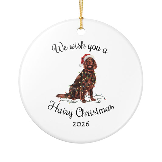Christmas Irish Setter Ornament, Christmas Lights Dog Keepsake