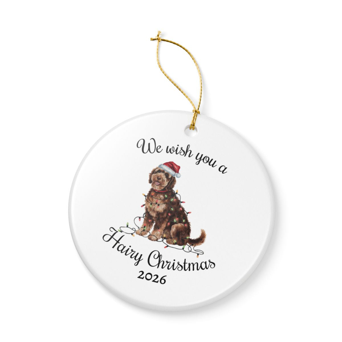 Christmas Portuguese Water Dog Ornament, Christmas Lights Dog Keepsake