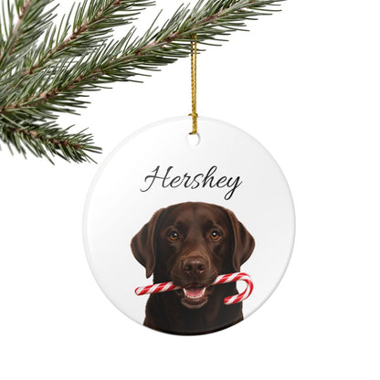 Personalized Chocolate Lab Candy Cane Ornament