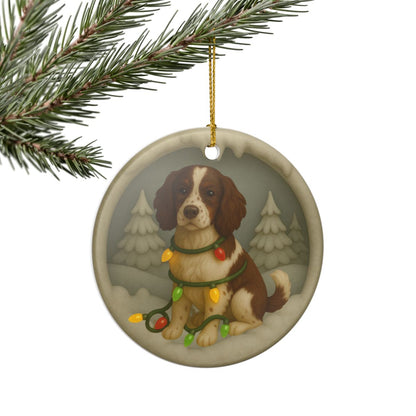 Personalized Springer Spaniel Christmas Ornament, 3D Clay-Style Dog Keepsake with Lights