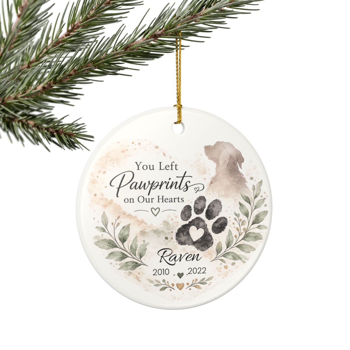 Personalized Pet Memorial Ornament, Custom Dog Loss Christmas Keepsake Gift