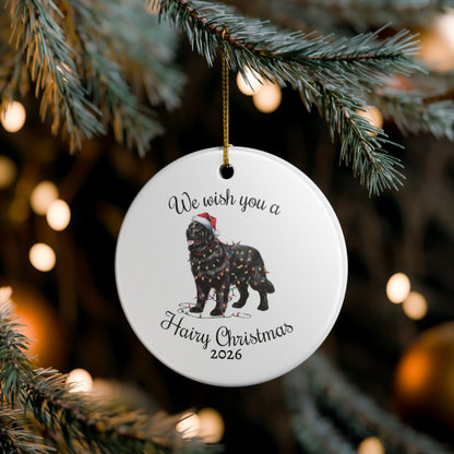Christmas Black Newfoundland Ornament, Christmas Lights Dog Keepsake
