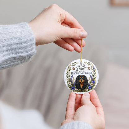 Black and Tan Cavalier Ornament, Cavalier King Charles Spaniel Gift, Dog Lover Keepsake