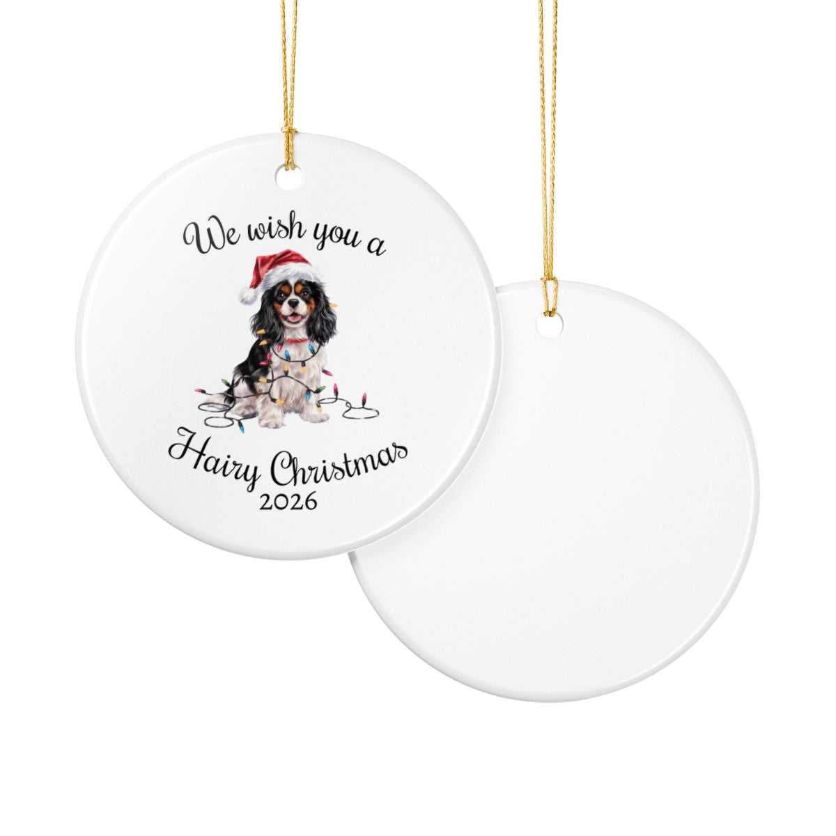 Tri-color Cavalier King Charles Spaniel Ornament, Funny Dog Lover Gift, Pet Holiday