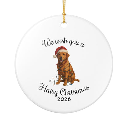Fox Red Labrador Retriever We Wish You a Hairy Christmas Ornament