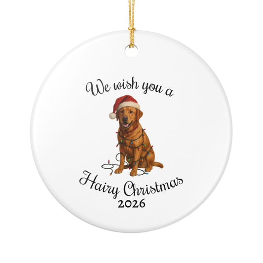 Fox Red Labrador Retriever We Wish You a Hairy Christmas Ornament