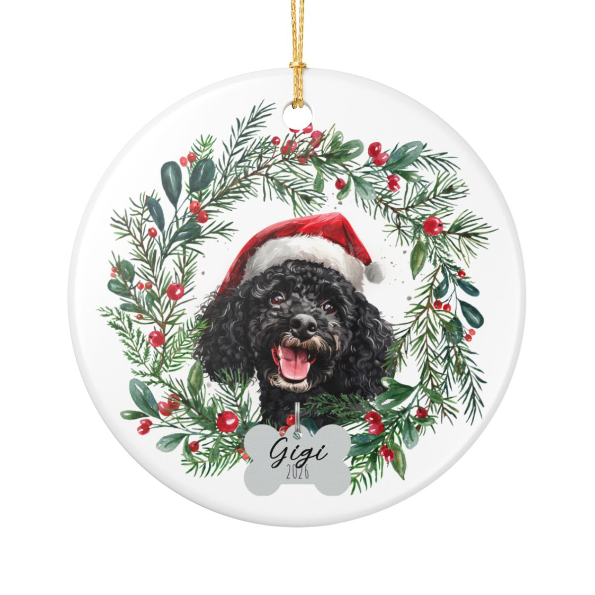 Personalized Poodle Christmas Ornament