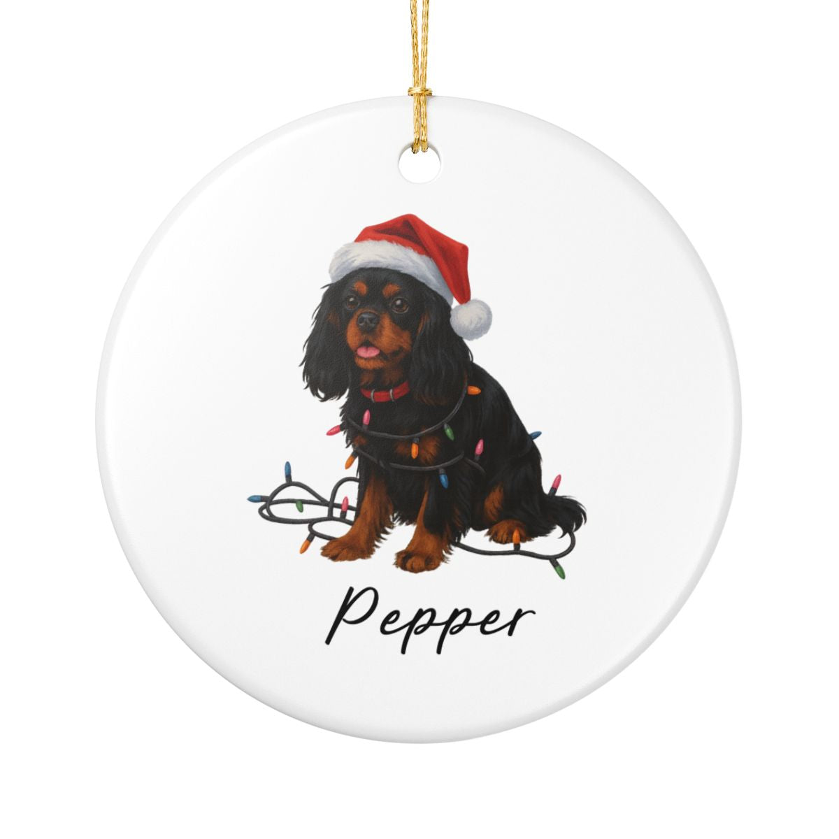 Personalized Black and Tan Cavalier King Charles Spaniel Ornament, Custom Dog Christmas Ornament, Cavalier Lover Gift