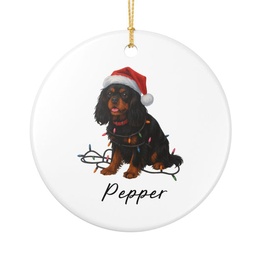 Personalized Black and Tan Cavalier King Charles Spaniel Ornament, Custom Dog Christmas Ornament, Cavalier Lover Gift