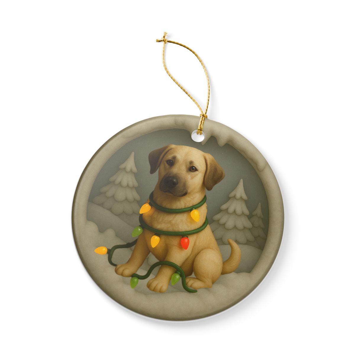 Personalized Anatolian Shepherd Christmas Ornament, Custom Dog with Holiday Lights Keepsake