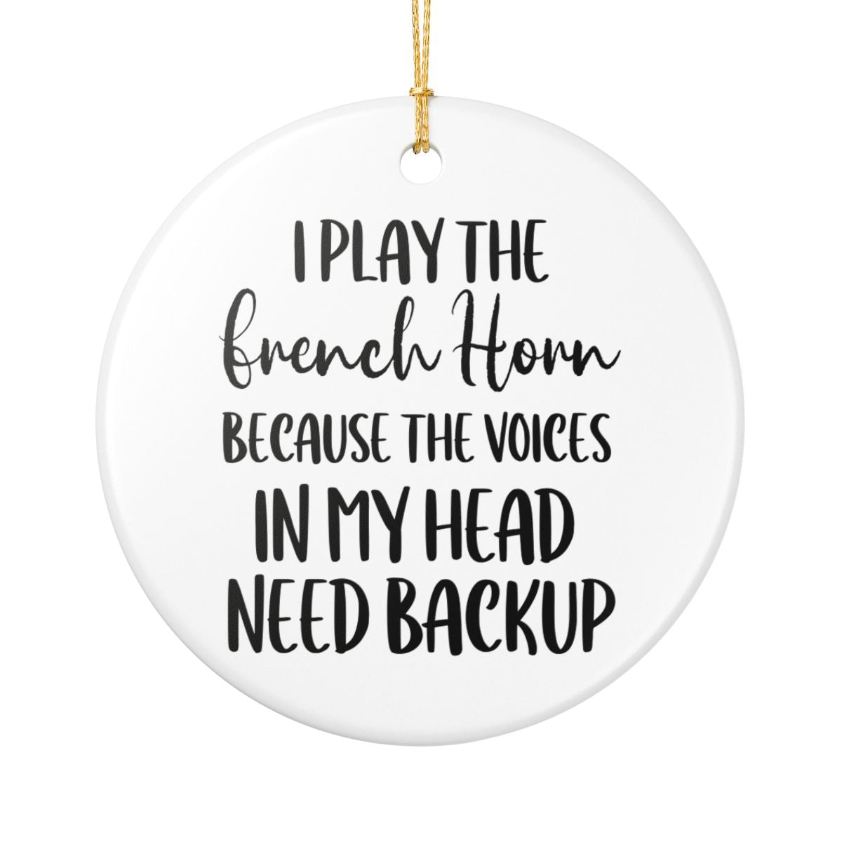 French Horn Ornament, Ceramic Musician Gift