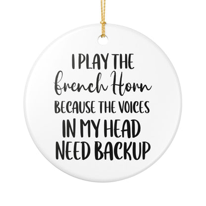 French Horn Ornament, Ceramic Musician Gift