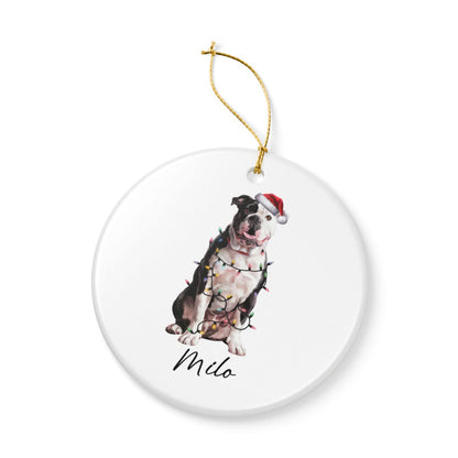 Personalized American Bulldog Christmas Ornament, Dog Name Holiday Decor