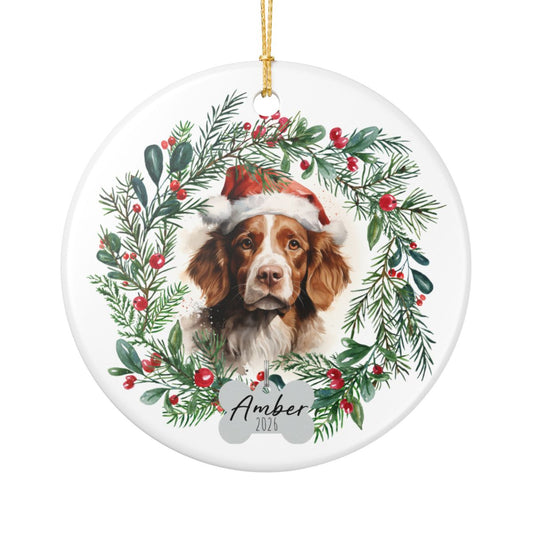 Personalized Brittany Spaniel Christmas Ornament