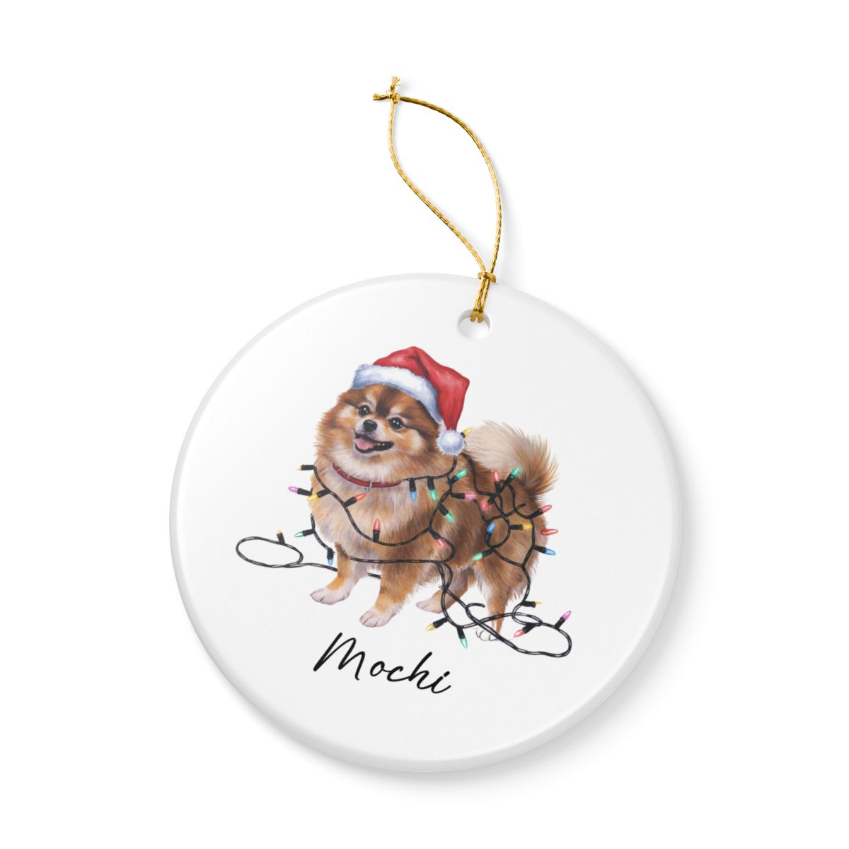 Personalized Pomeranian Ornament, Custom Ceramic Pet Keepsake