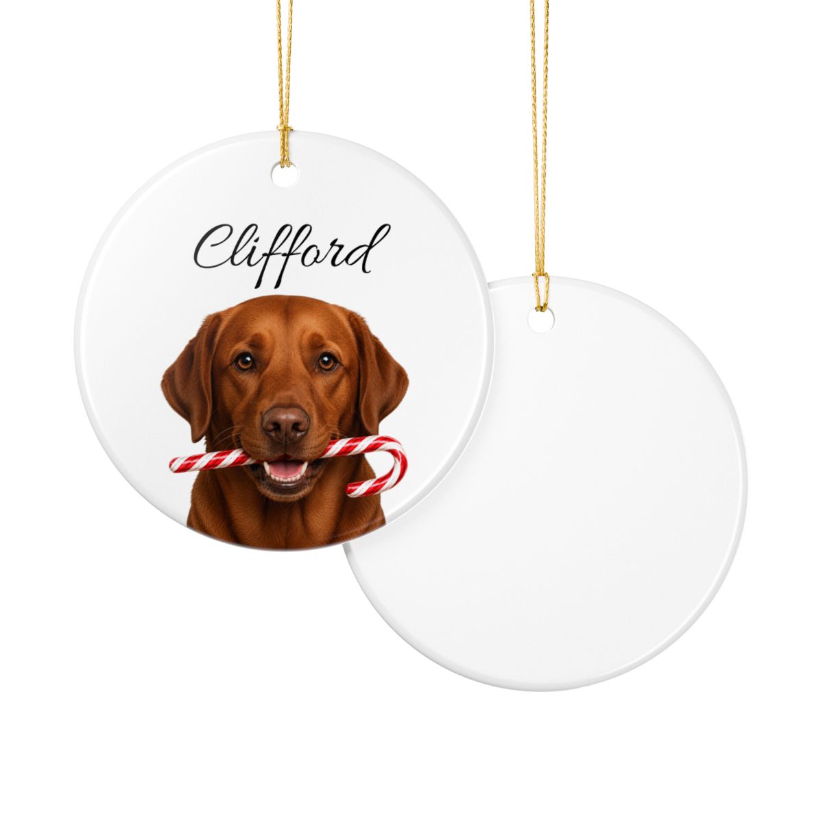 Personalized Fox Red Lab Candy Cane Ornament