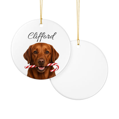 Personalized Fox Red Lab Candy Cane Ornament