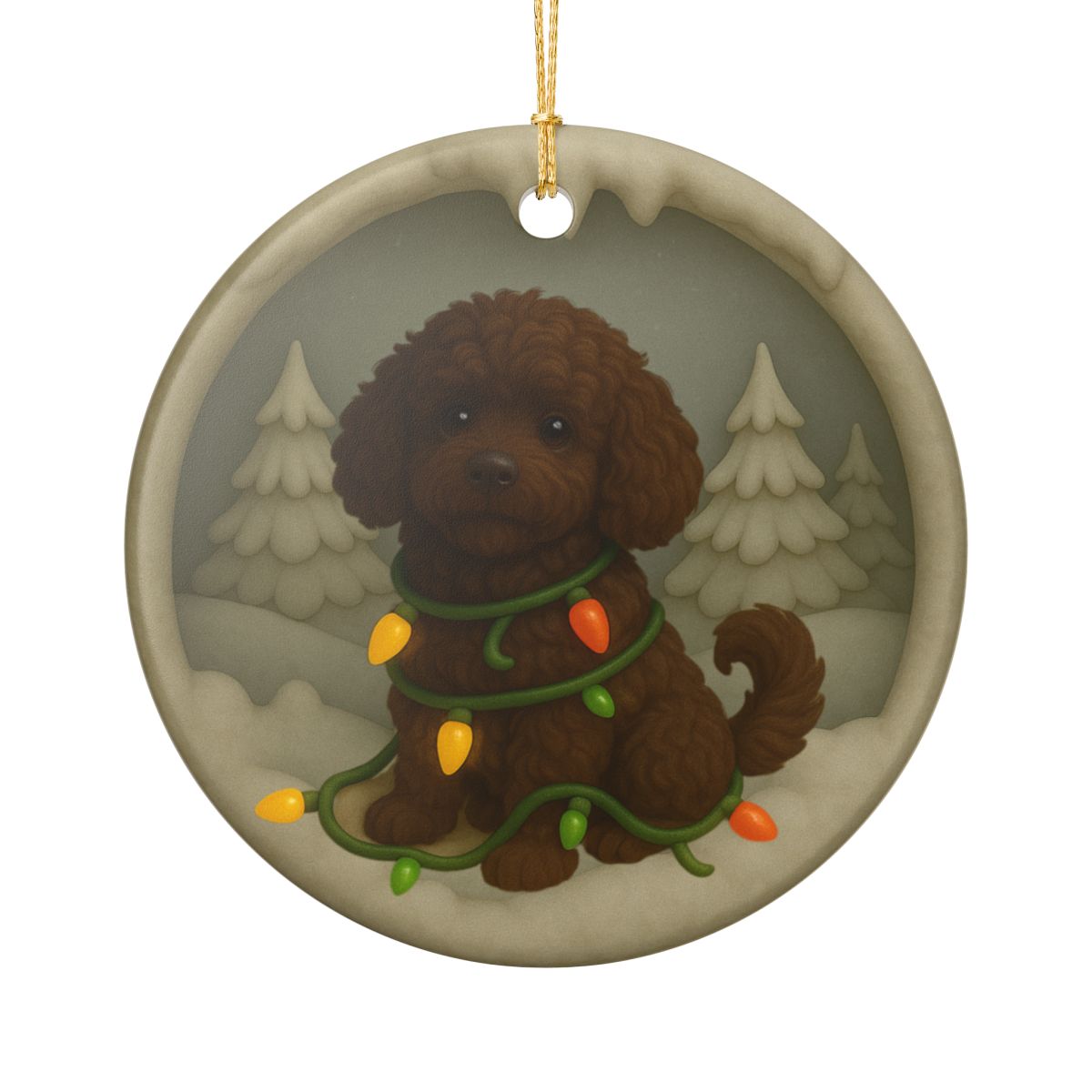 Personalized Portuguese Water Dog Christmas Ornament, 3D Clay-Style Dog Keepsake with Lights