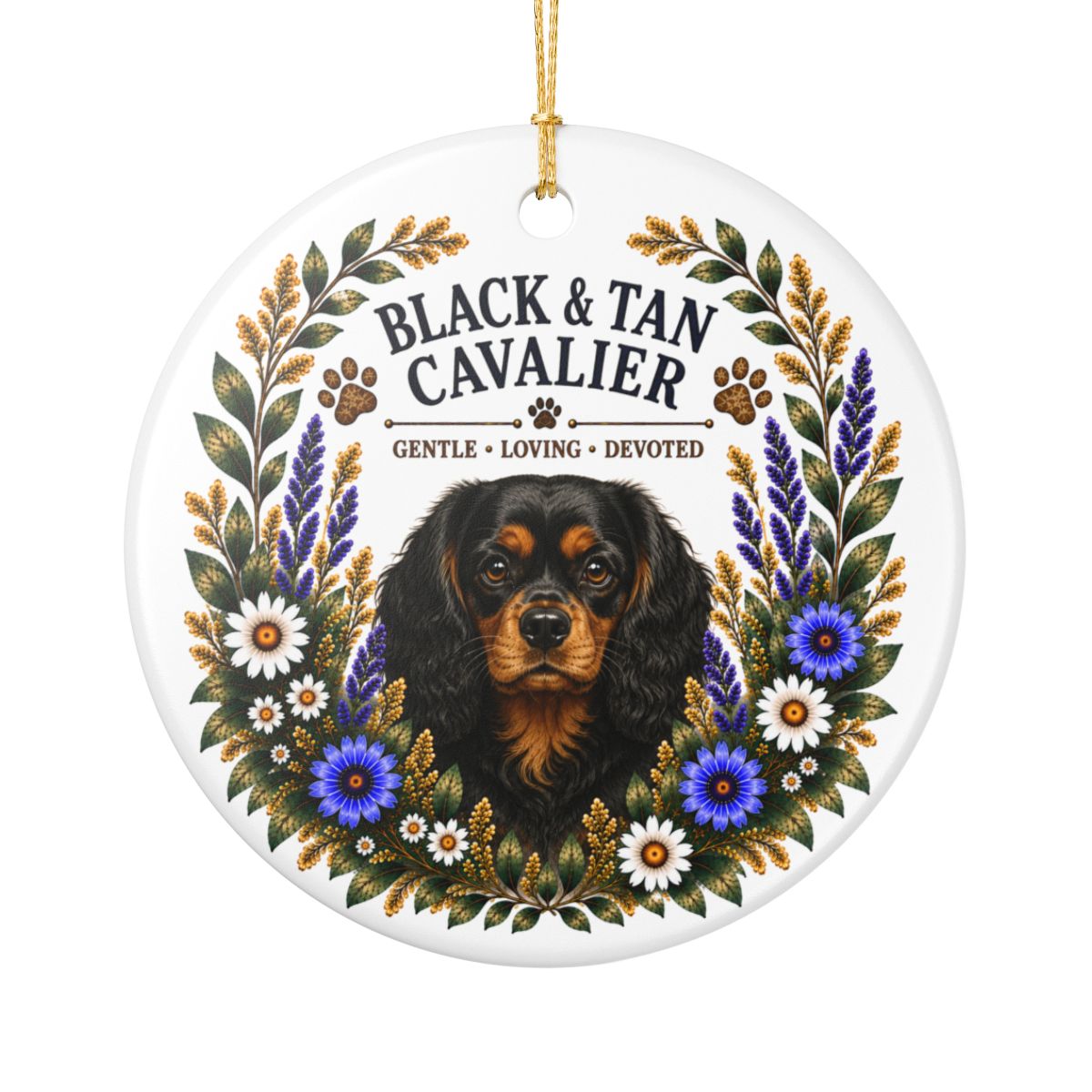 Black and Tan Cavalier Ornament, Cavalier King Charles Spaniel Gift, Dog Lover Keepsake