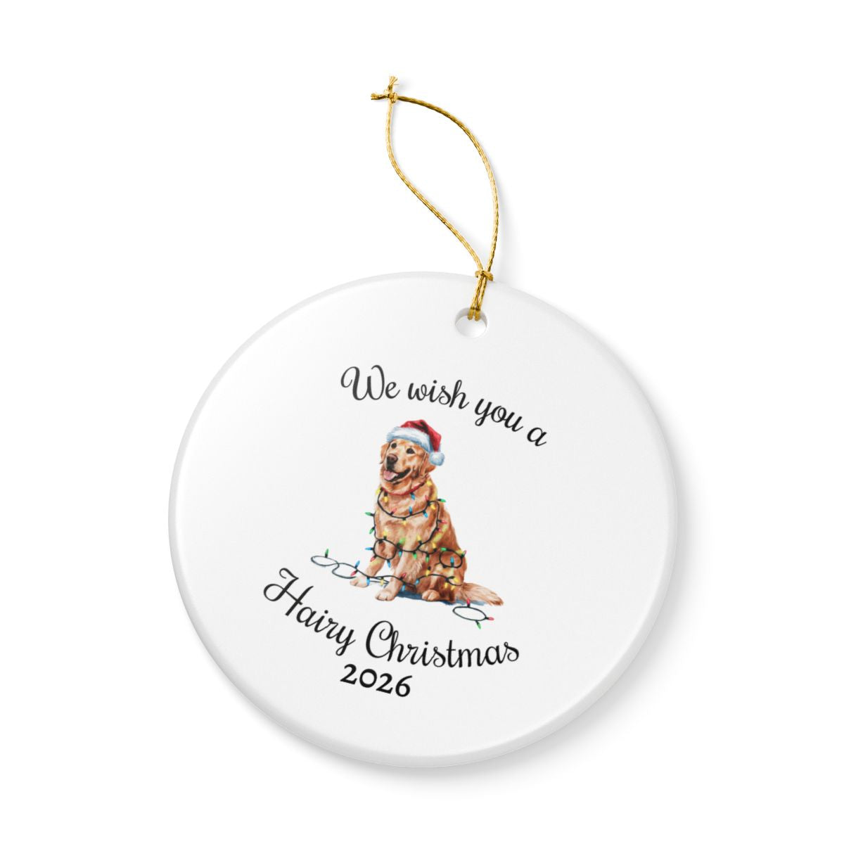 Christmas Golden Retriever Ornament, Christmas Lights Dog Keepsake