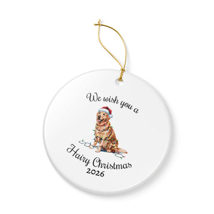 Christmas Golden Retriever Ornament, Christmas Lights Dog Keepsake