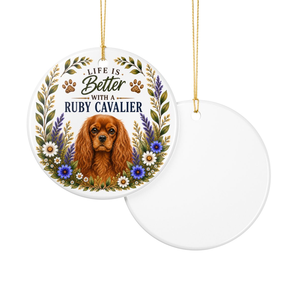 Ruby Cavalier Ornament, Cavalier King Charles Spaniel Gift, Dog Mom Keepsake, Ruby Cavalier Gift