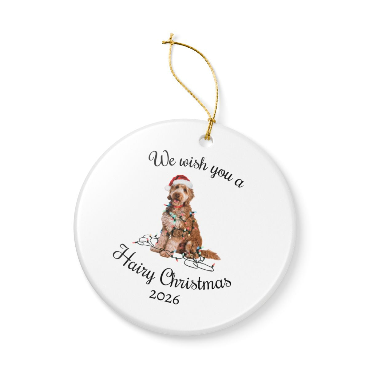 Christmas Goldendoodle Ornament, Christmas Lights Dog Keepsake