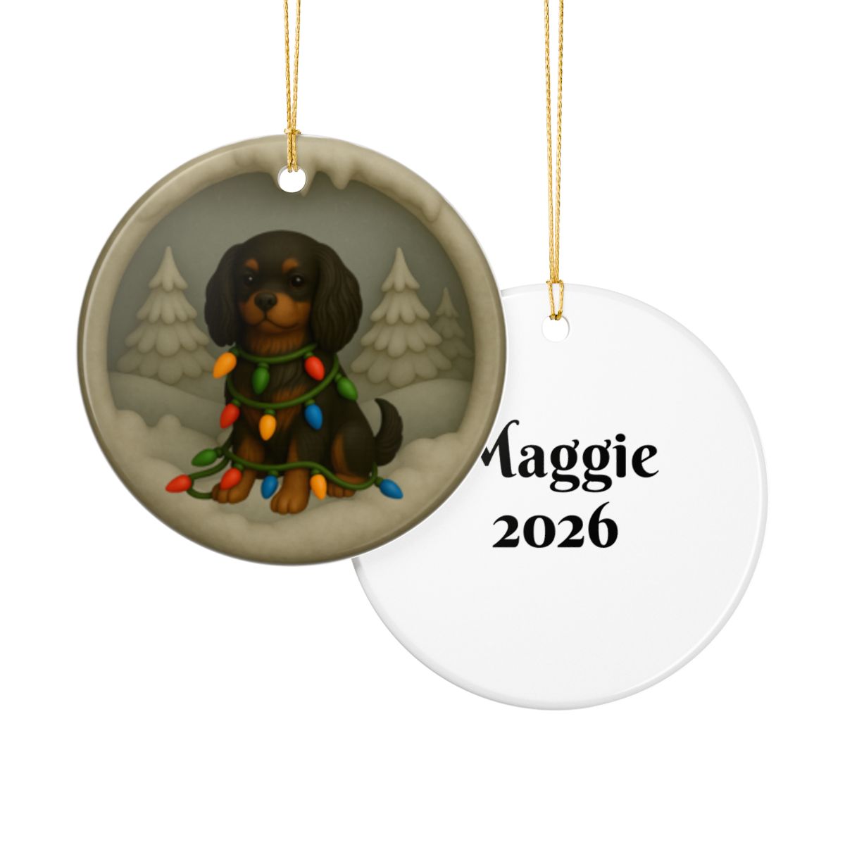 Personalized Black and Tan Cavalier King Charles Spaniel Christmas 3D Clay-Style Dog Keepsake