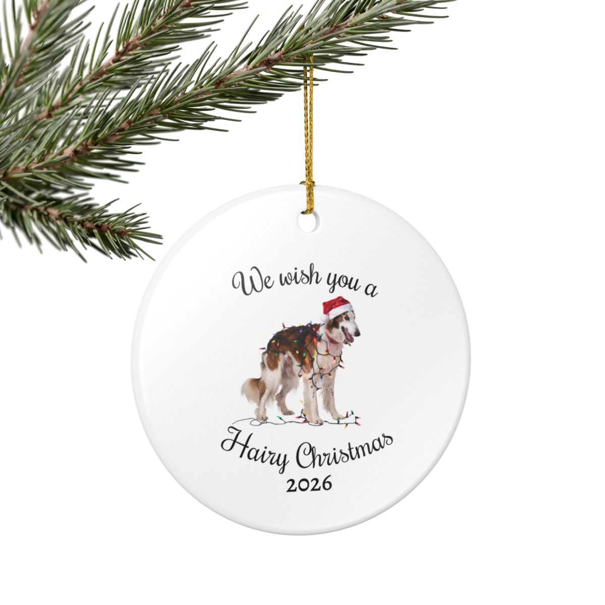 Christmas Borzoi Ornament, Christmas Lights Dog Keepsake, Christmas Dog, Borzoi Mom, Gift For Dog Lover, Borzoi