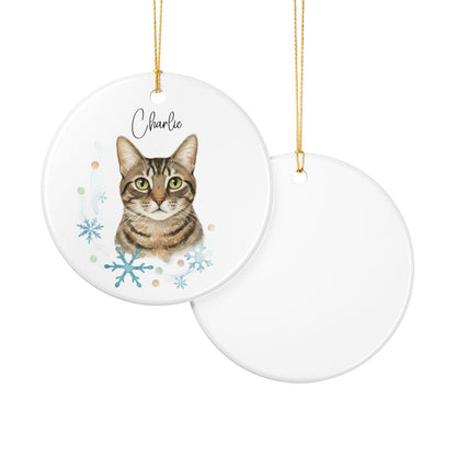 Personalized Pet Photo Ornament, Custom Dog Cat Christmas Ornament with Name, Watercolor Gift