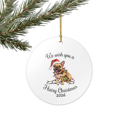 Christmas Fawn French Bulldog Ornament, Frenchie Mom, Christmas Lights Dog Keepsake, Christmas Dog, Gift For Dog Lover