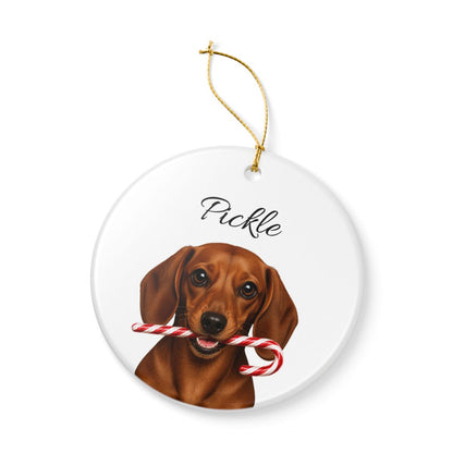 Personalized Red Dachshund Candy Cane Ornament