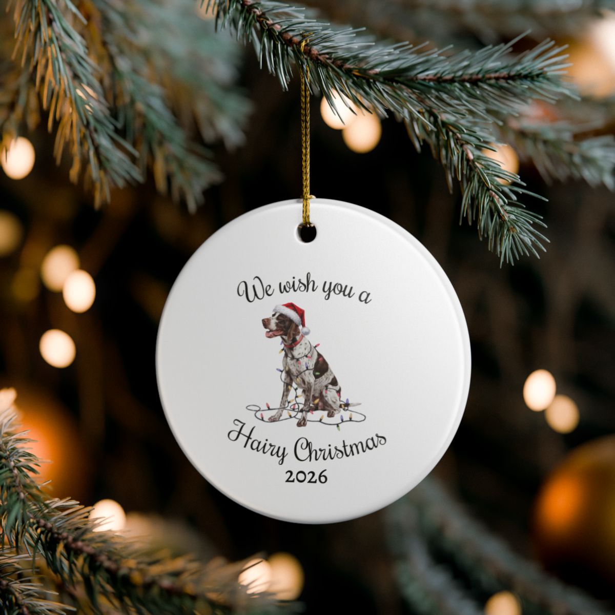 Christmas English Pointer Ornament, Christmas Lights Dog Keepsake