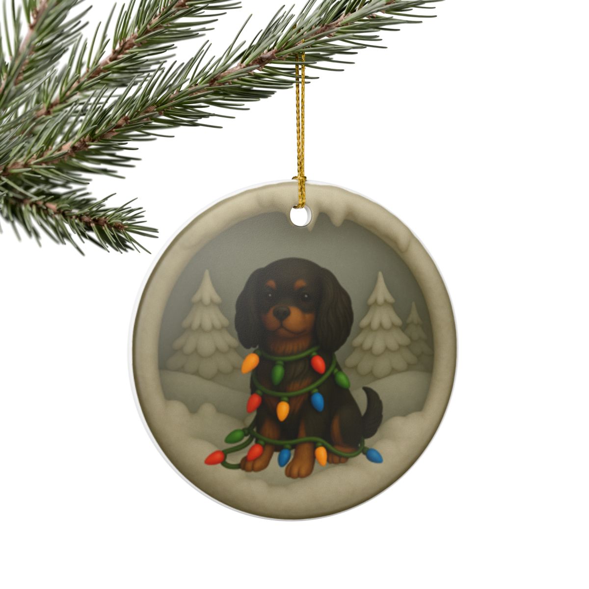 Personalized Black and Tan Cavalier King Charles Spaniel Christmas 3D Clay-Style Dog Keepsake
