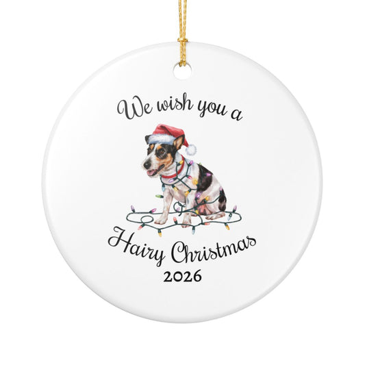 Christmas Rat Terrier Ornament, Christmas Lights Dog Keepsake