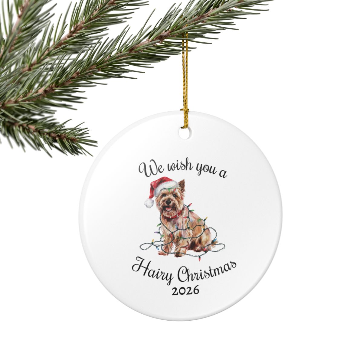 Christmas Cairn Terrier Ornament, Cairn Terrier Mom, Christmas Lights Dog Keepsake, Christmas Dog, Gift For Dog Lover, Cairn Terrier