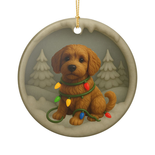 Personalized Labradoodle Christmas 3D Clay-Style Ornament
