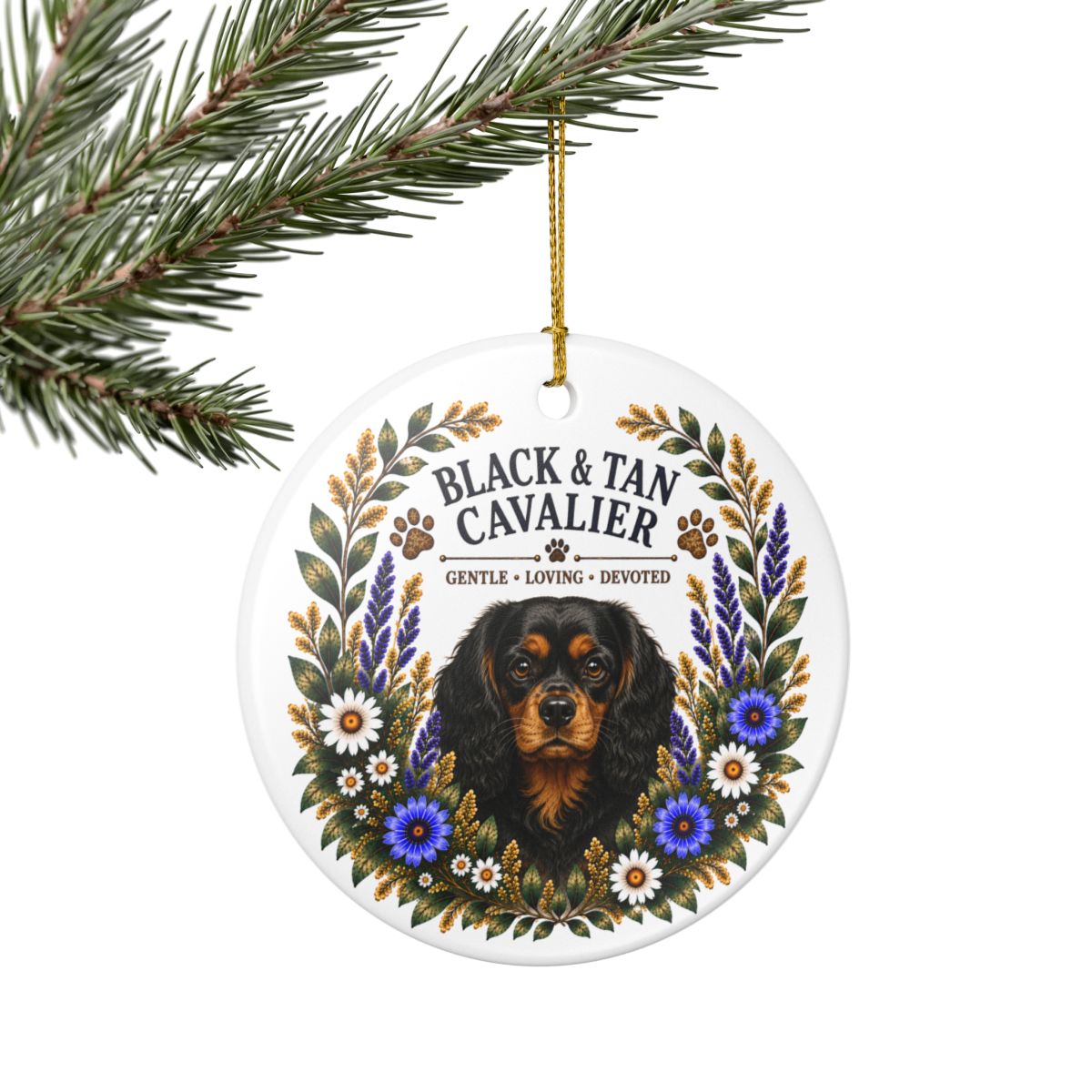 Black and Tan Cavalier Ornament, Cavalier King Charles Spaniel Gift, Dog Lover Keepsake