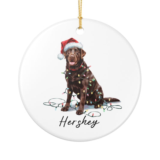 Chocolate Labrador Retriever Ornament, Personalized Dog Christmas Decor