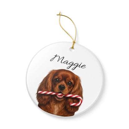 Personalized Ruby Cavalier Candy Cane Ornament