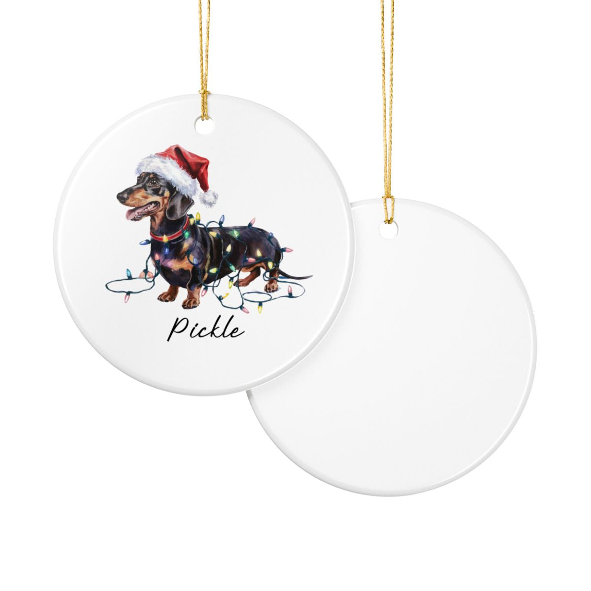 Personalized Black & Tan Dachshund Ornament, Dog Christmas Ornament, Custom Pet Name Holiday Decor Gift