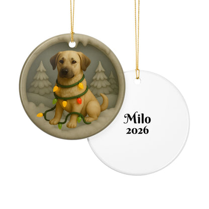Personalized Anatolian Shepherd Christmas Ornament, Custom Dog with Holiday Lights Keepsake