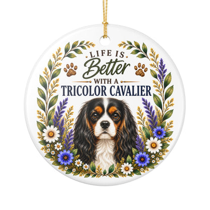 Tricolor Cavalier Ornament, Cavalier King Charles Spaniel Gift, Dog Mom Keepsake, Cavalier Lover Gift