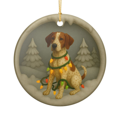 Personalized English Pointer Christmas Ornament, 3D Clay-Style Dog Keepsake with Lights