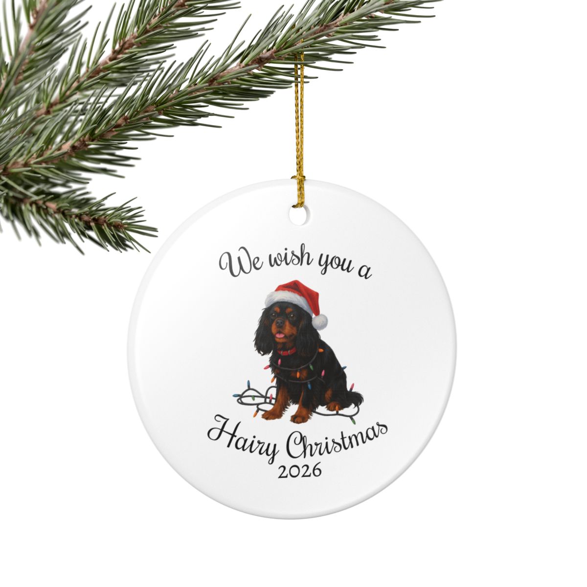 Black and Tan Cavalier King Charles Spaniel Ornament, Funny Dog Lover Gift, Pet Holiday