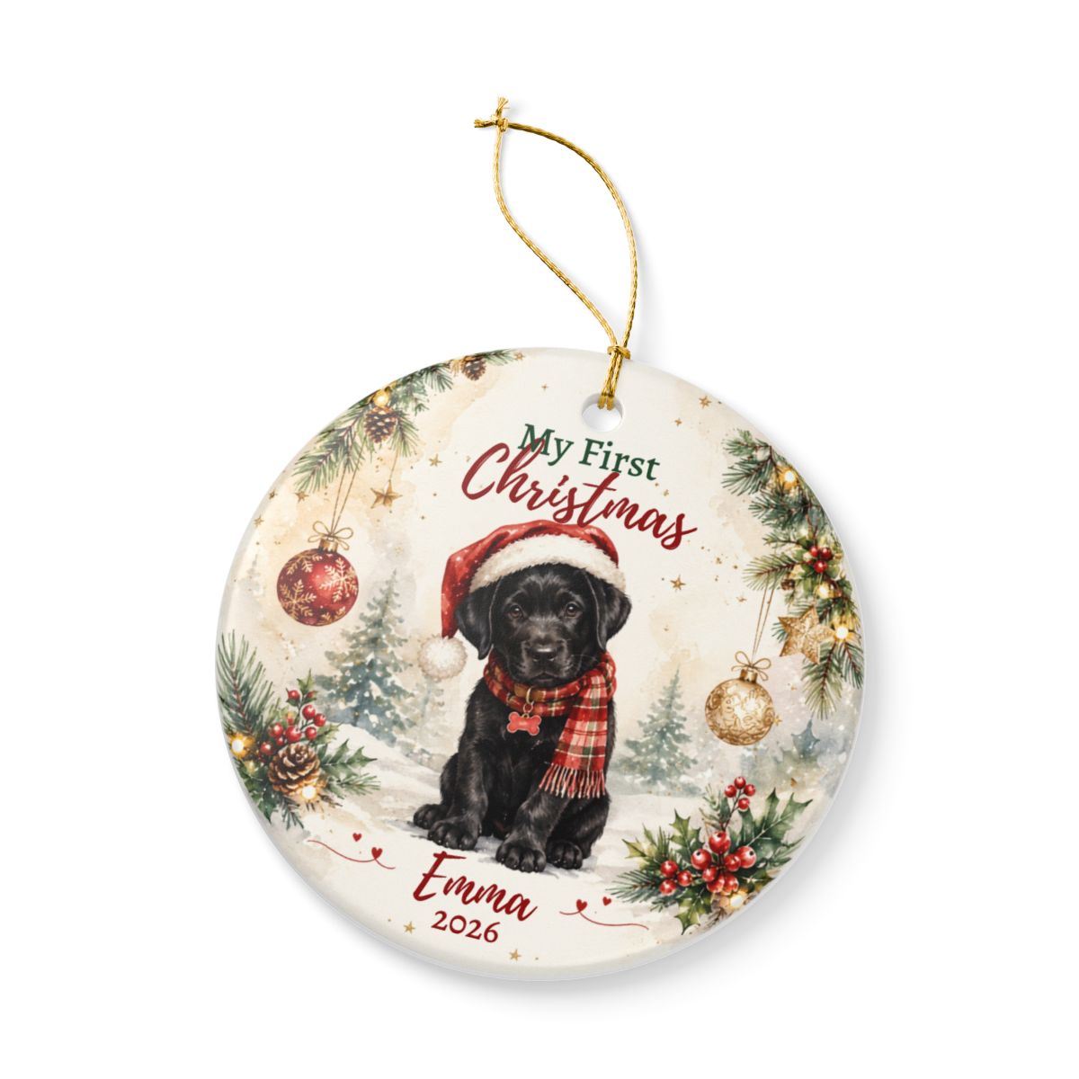 Personalized Puppy First Christmas Ornament, Custom Dog Keepsake Gift